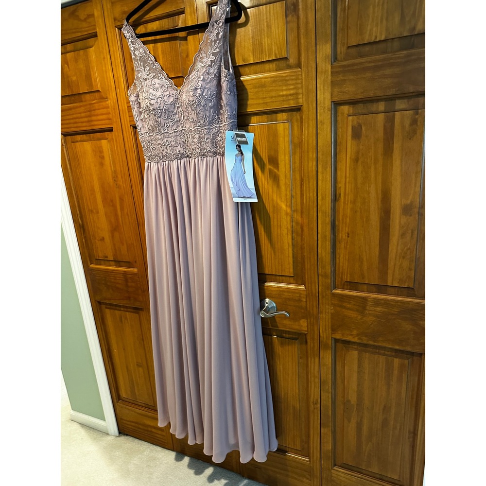 Mori Lee Madeline Gardner 21656 Desert Rose Lace Chiffon Bridesmaid Dress 14 NEW